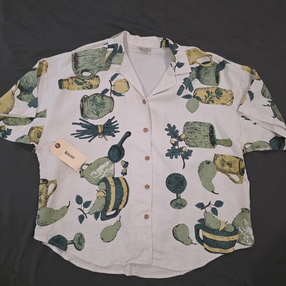New BAHN STUDIOS Vintage Tablecloth Shirt XL
